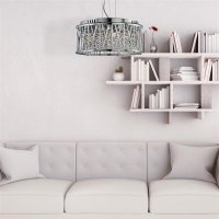 Searchlight Elise 4 Light Pendant/Semi-Flush Chrome, Crystal & Aluminium