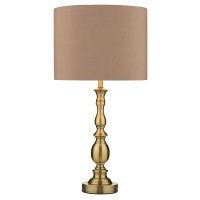 Dar Madrid Ball Table Lamp Antique Brass with Shade