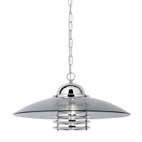 Searchlight Hattie 1 Light Chrome Coolie Pendant with Smokey Glass Shade