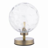 Dar Esben Touch Table Lamp Antique Brass with Clear Dimpled Glass