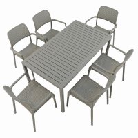 Cube Dining Table With 6 Bora Chair Set Turtle Dove