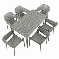 Cube Dining Table With 6 Net Chair Set Turtle Dove