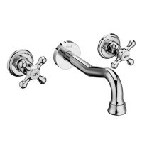 Roca Carmen Twin Lever Wall Mounted Basin Mixer Tap