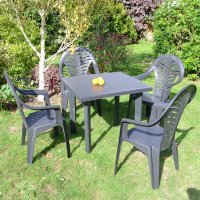 Rapino Square Table With 4 Pineto Chairs Set Anthracite