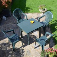 Rapino Square Table With 4 Pineto Chairs Set Green