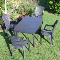 Rimini Rectangular Table With 4 Parma Chairs Set - Anthracite