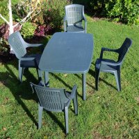Rimini Rectangular Table With 4 Parma Chairs Set - Green