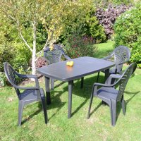 Rimini Rectangular Table With 4 Pineto Chairs Set - Anthracite