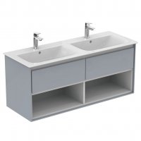 Ideal Standard Connect Air 1200mm Vanity Unit with Open Shelf (Gloss Grey with Matt White Interior)