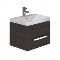 Essential Vermont 600mm Wall Hung Unit with Basin & Drawer, Dark Grey