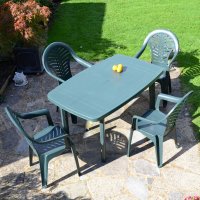 Rimini Rectangular Table With 4 Pineto Chairs Set - Green