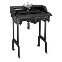 Burlington Jet Classic Rectangular 650mm Basin and Black Aluminium Wash Stand