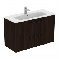 Ideal Standard i.life A Wall Hung 100cm 2 Drawer Coffee Oak Vanity Unit