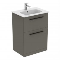 Ideal Standard i.life A Floorstanding 60cm 2 Drawer Matt Quartz Grey Vanity Unit