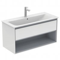 Ideal Standard Connect Air 1000mm Vanity Unit with Open Shelf (Gloss White with Matt Grey Interior)