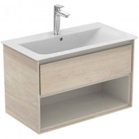 Ideal Standard Connect Air 800mm Vanity Unit with 1 Drawer and Open Shelf (Light Brown Wood with Matt Light Brown Interior)