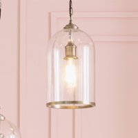 Pacific Lifestyle Cloche Clear Glass and Antique Brass Pendant