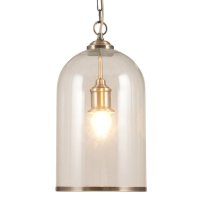 Pacific Lifestyle Cloche Clear Glass and Antique Brass Pendant