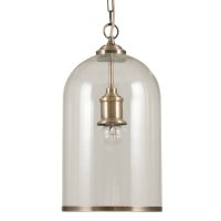 Pacific Lifestyle Cloche Clear Glass and Antique Brass Pendant