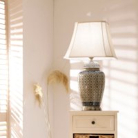 Pacific Lifestyle Chika Blue and White Ceramic Ginger Jar Table Lamp
