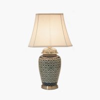 Pacific Lifestyle Chika Blue and White Ceramic Ginger Jar Table Lamp