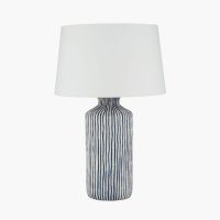 Pacific Lifestyle Bude Blue and White Stripe Stoneware Table Lamp Base