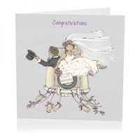 Wedding Day Card - The Big Car Couple Driving Away - Angie Thomas Art Beat