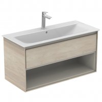 Ideal Standard Connect Air 1000mm Vanity Unit with Open Shelf (Light Brown Wood with Matt Light Brown Interior)