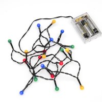 Konstsmide Battery Operated Set of 50 LED Cherry Lights with Black Wire - Multicoloured