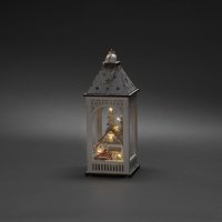 Konstsmide Battery Operated Wooden Lantern with Warm White LED - House