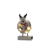 Konstsmide Battery Operated Wood & Cotton Moose with 6 LED