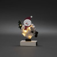 Konstsmide Battery Operated Wood & Cotton Snowman with 6 LED