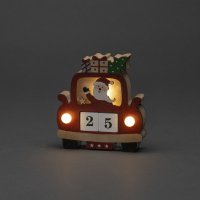 Konstsmide Battery Operated Wooden Car with Santa