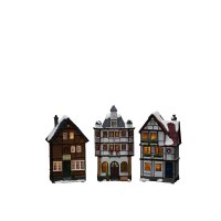 Konstsmide Battery/USB Operated Set of 3 Small Houses with Amber LED