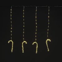 SnowTime Copper Wire Candy Cane Curtain Lights 100 LED - Warm White