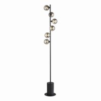 Dar Spiral 6 Light Floor Lamp Matt Black with Smoked Glass