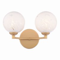Dar Izzy 2 Light Wall Light Matt Gold with White Confetti Glass