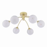 Dar Izzy 6 Light Semi-Flush Matt Gold with White Confetti Glass