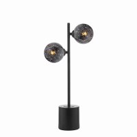 Dar Spiral 2 Light Table Lamp Matt Black with Black Confetti Glass