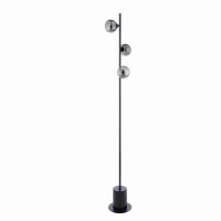 Dar Spiral 3 Light Floor Lamp Matt Black with Smoked Glass