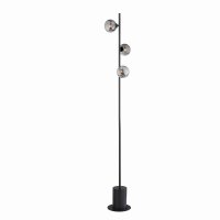 Dar Spiral 3 Light Floor Lamp Matt Black with Smoked Glass