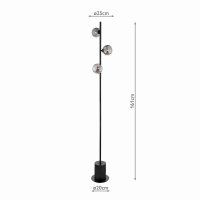 Dar Spiral 3 Light Floor Lamp Matt Black with Smoked Glass