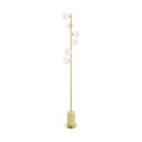 Dar Spiral 6 Light Floor Lamp Matt Gold with White Confetti Glass