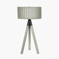 Pacific Lifestyle Rabanne Slatted Antique Wood Tripod Table Lamp