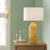 Pacific Lifestyle Bethan Embossed Ceramic Table Lamp - Mustard