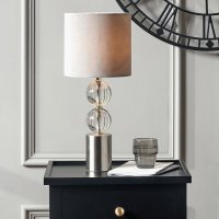 Pacific Lifestyle Harris Brushed Silver and Clear Glass Table Lamp