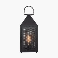 Pacific Lifestyle Folkstone Matt Black Metal Punched Lantern Table Lamp