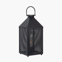 Pacific Lifestyle Folkstone Matt Black Metal Punched Lantern Table Lamp