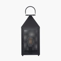 Pacific Lifestyle Folkstone Matt Black Metal Punched Lantern Table Lamp