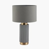 Pacific Lifestyle Ionic Grey Textured Ceramic and Gold Metal Table Lamp